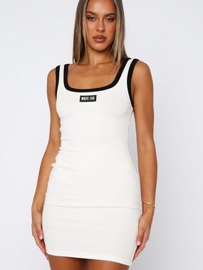 WHITE FOX RIBBED MINI DRESS